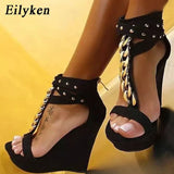 2022 New Gladiator Women Sandals High Heels Fashion Sandals Chain Platform Wedges shoes For