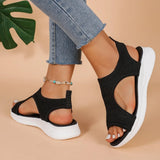 Breakj Sandals Women 2025 Summer New Thick Bottom Slope With Fish Mouth Net Breathable Lady Wearing