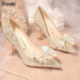 Women Shoes High Heels 2023 New Women Pumps Sequins High Heels Women Shoes Sexy Ladies Wedding Party Bow Tie Stiletto