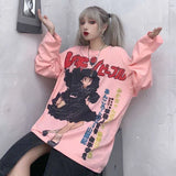 Harajuku Tshirt Streetwear Anime t shirt Females Cool Cartoon Print Hip Hop Streetwear Funny Print Casual Pink
