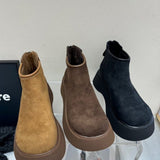 Breakj Kraft Big Head Pine Cake Thick Bottom Martin Boots After The Zipper Smoke Barrel Small Man Height Small Short Boots