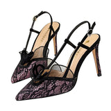 Lace women pumps Fashion Slingback High heels Female Shoes Elegant Thin heeled Office Lady Shoes Sandals Size