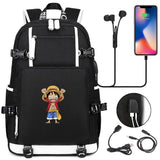 Anime ONE PIECE Schoolbag USB Charge backpack plugged into the headset cord backpack for boys and girl men women travel