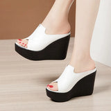High Heel 11Cm Slope Heel Fashionable Women Wearing Sandals And Slippers 2023 Summer New Thick-Soled Waterproof Platform Large-Size