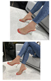 Crystal Clear Transparent Slippers Female Shoes Middle Heels Comfortable New Summer Women Shoes Woman Fashion Cool Mules