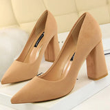 Shoes Thick Heel Woman Pumps Suede Women Heels Office Shoes Pointed Toe High Heels Wedding Shoes Female Heel