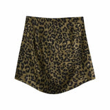 Sale Women Vintage Leopard Print Satin Mini Skirt Casual Female Clothes