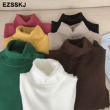 Knitted Women turtleneck Sweater Pullovers spring Autumn Basic Women high neck Sweaters Pullover Slim