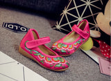 Breakj Shoe Box Girls Embroidered Cloth Shoes, Flat Single Shoes, Children's