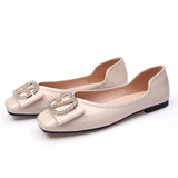 Flats Shoes Women 2022 Spring Ladies Solid Crystal Rhinestone Slip On Red Square Toe Fashion Bling Bling Women's