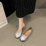 Breeze Gentle Shoes Ladle Shoes French Red Single Shoes Women's 2024 New Summer Pregnant Women Flat-Soled Silver Bean