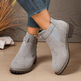 Breakj Short Boots Women's New Short-Box Retro Coarse And Flat-Bottomed Martin Boots Side Zipper British Style Women's