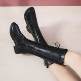 Breakj 2025 New Korean Version Of The Large-Size High-Carry Knight Boots Round Head With Thick And Long Boots With Martin