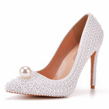 Breakj Cm Fine Tip Single Shoe Pointy Shoes Large Size Women's Shoes Pearl Wedding Shoes Wedding Shoes Dinner Women's