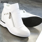 Platform Sneakers Womens Shoes White Zipper Autumn Women Casual Shoes Woman Wedge Sneakers for Women Fashion Increase