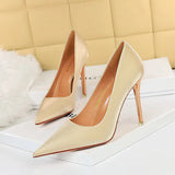 Breakj Sexy Slim Heel Ultra High Heel Silk Satin High Heel Shallow Pointed Heels Women's Singles