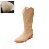 Boots Slip On Women's Street Shoes Woman Cow Suede Botas Class Style Spring Autumn Woman Boots Women Daily Casual