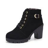 Breakj Boots Women's Mid-Autumn 2025 Roundhead Coarse And Short Boots Size High Heel With Side Zipper