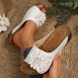 Breakj Asia Large-Size Thick Bottom Hollow One-Word Slippers Female Dew Flower Slope And Beach Cool
