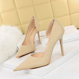 Breakj Sexy Nightclub Show Thin Heel Ultra High Heel Shallow Side Hollow Heels Retro Snake Grain Single