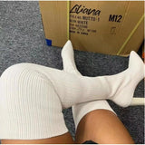 Breakj And Winter Sharp Head Thick And Knitted Knee Boots Women Large Size Elastic Wool Socks Long
