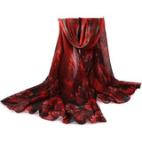 Women's Summer Orange Green Sunscreen Cape Print Scarf Thin Polyester Scarves Spring and Autumn Accessories