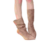 Breakj Thin Pile Boots And High Heel Mid-Sleeve Boots Folded Short