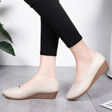 Fall New Women's Singles Shoes Slope Heel Comfortable Pointy Pea Shoes Middle Heel Working Mother Shoes