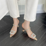 Breakj Spring And Summer New 35-42 Women's Glass And Transparent Pointed Sandals High Heels High