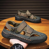 Men's Sandals Summer 2024 New Hollowed-Out Breathable Men's Hole Shoes Non-Slip Handmade Large-Size Outdoor