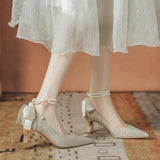 Breakj Engagement Shoes Bridal Shoes Show Wedding Dress Wears Two Coarse And Cheongsam Bridesmaids Wedding High Heels Women Can Wear