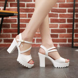 Female Summer Thick With Thick Bottom Water Platform 2023 New Korean Version Of The Fish Mouth A Word With High Heels Chaobai Build Women's