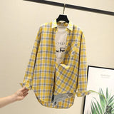 Blouses Shirts Tunic Womens Tops 2020 Long Sleeve Clothing Button Up Down Plaid New Fashion Autumn Turn-down Collar