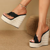 Breakj Sexy New Straw Woven Simple Hate Sky High Slope With Waterproof Platform Model