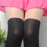 Women Sexy Pantyhose Black Tinted Sheer False High Stocking Black