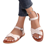 Large Flat-Soled Sandals For Women In Summer, The New Round-Headed Open-Toed One-Word Buckle Wears A Size 43