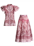 Fashion Printed Dress Women's Spring 2025 New Korean Casual High-Sleeve High-Rise Half-Senior