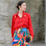 Casual Black Shirt For Women Lapel Long Sleeve Solid Minimalist Button Through Blouse Female Clothes Style New
