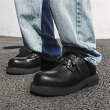 Breakj Shoes Thick Platform Round Head Comfortable Big Head Men's Shoes Locomotive Shoes Nightclub Handsome Boy Barber Men's Shoes