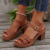 Breakj New One-Word With Slope Heel Sandals Women's Shoes Large Size Fish Mouth Slope And Thick-Soled