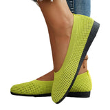 Breakj Solid-Colored Round Head Flying Flat Sole Single Shoes Women's Casual Breathable Hollow Knitted Lazy Working Shoes