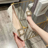 2022 Women Pumps Pointed Toe Square Rhinestone Crystal High Heels Woman Wedding Pumps Mules Dress Women Shoes Kopmkp