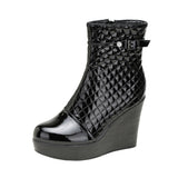 Autumn And Winter New Martin Boots Women's Leather Thick-Soled Waterproof Table High Heel Slope Show Thin Short Boots Women's Short