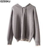 oversize Hooded pullovers women chic pure Color hooded Top girls loose Sportswear sweater