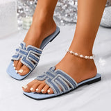 Breakj Summer New Large-Size Fish Mouth Water Drill Flat Bottom Comfortable Lazy Foot Cool Slippers
