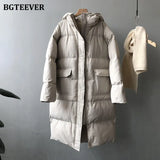 Thicken Warm Loose Hooded Women Parkas Long Sleeve Cotton Padded Women Down Coats Winter Ladies Down