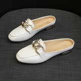 Semi-Slippers Women's Korean Version 2024 New Muller Shoes Children Wear Flat-Soled Fashionable Square-Bottomed