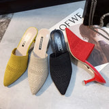 Breakj Red Flying Head Wear 2025 Spring New Knitted Head Hollow Tip Fine And High-Heeling Slippers Women's Cold