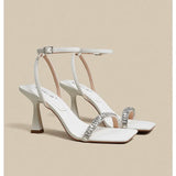 ~ One-Word Buckle High-Heeled Sandals Girls 2024 Summer New Diamond Fairy Wind Diligent