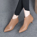 Women's Boots 2023 Autumn And Winter New Low-Heel Foreign Style Small Bare Boots Thin Heel Cowhide Rear Zipper With Short